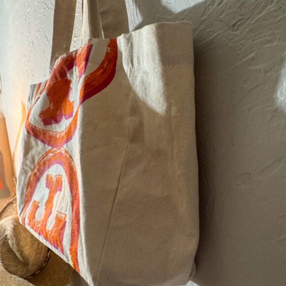 Tory Burch Neon Logo Canvas Tote Bag - Picture 3 of 9